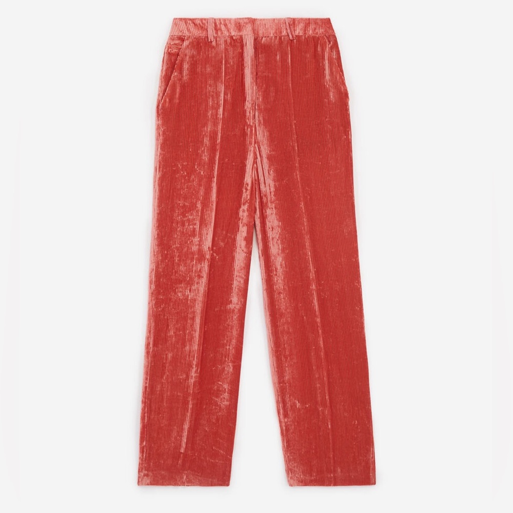 The Kooples Red Velvet Wide-Leg Trousers
